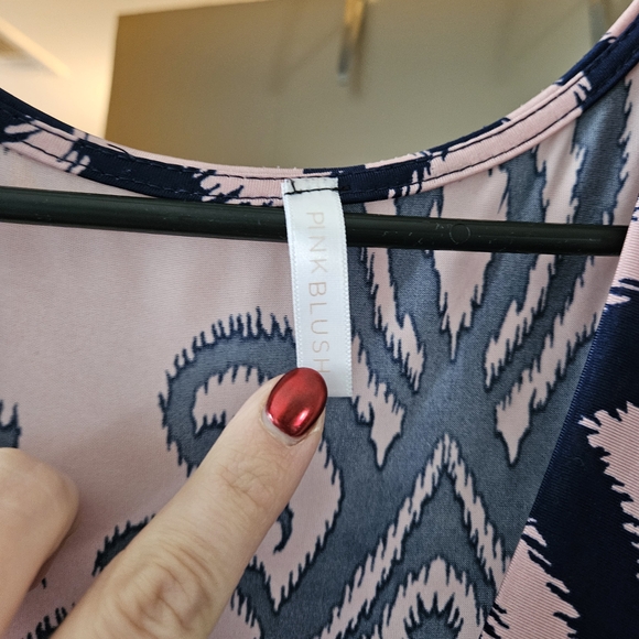 Pinkblush Pink and Navy Maternity Maxi Dress Medium - Picture 2 of 3